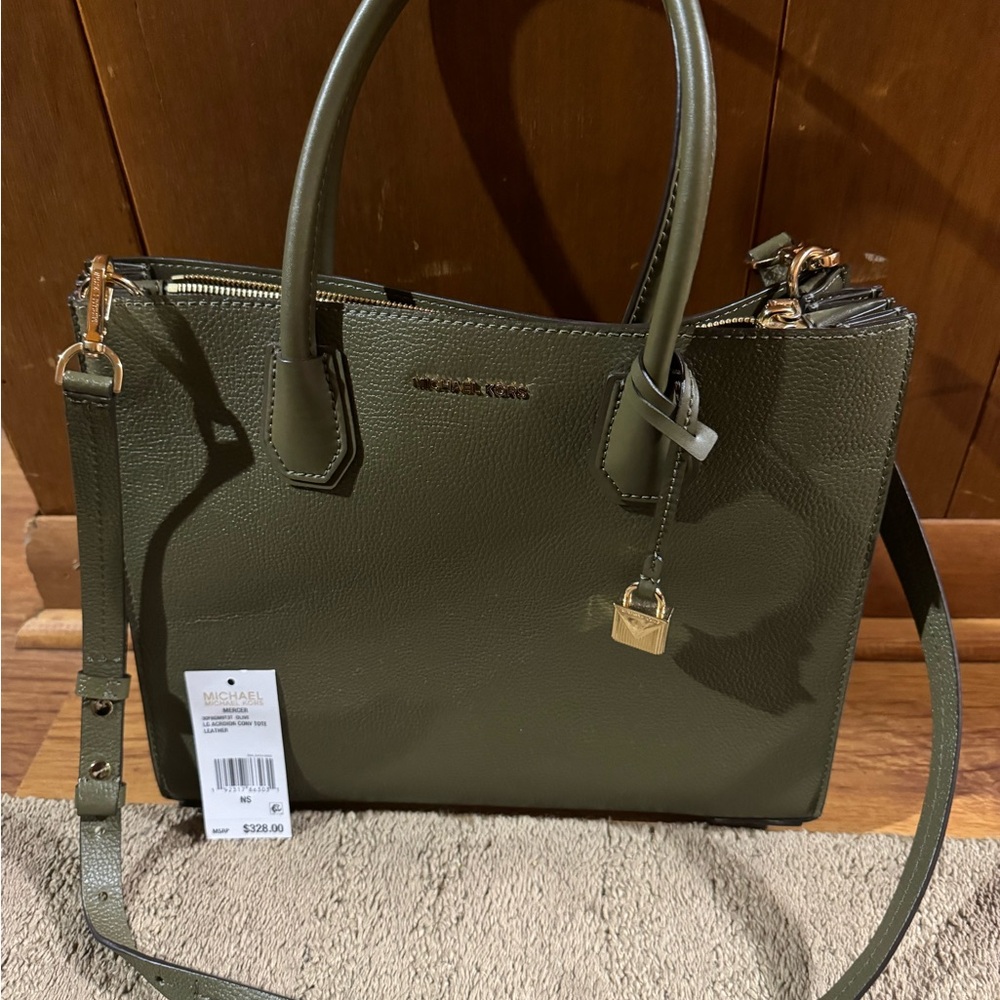Michael Kors Green Satchel with Gold Hardware